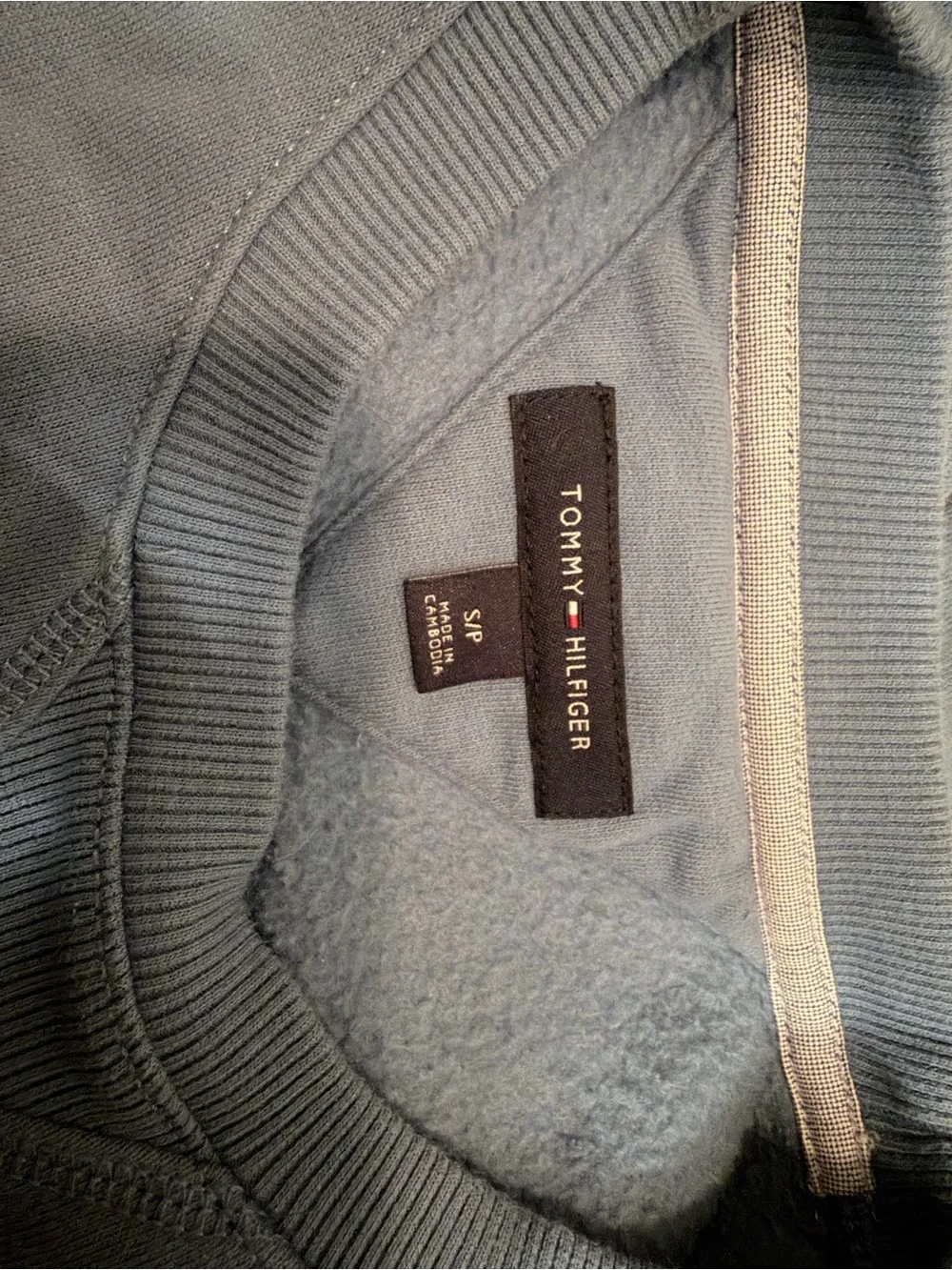 Tommy Hilfiger Men's Dusty Blue Fleece-Lined Crewneck Sweater